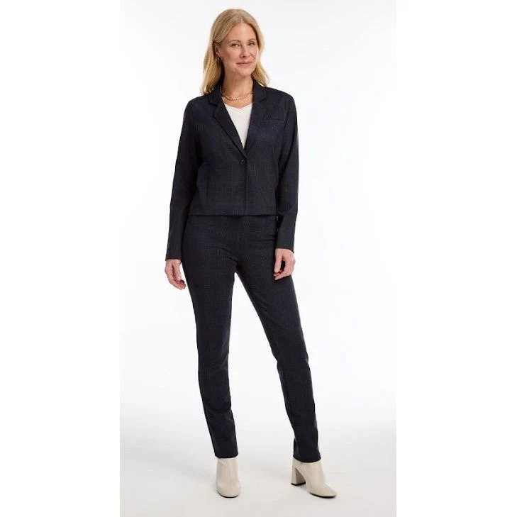 FDJ French Dressing Navy Check Cropped Blazer (1110459) - Image 4